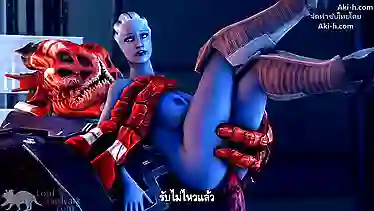 Секс пародия на игру Mass Effect, с инопланетянкой, прыгающей на члене
