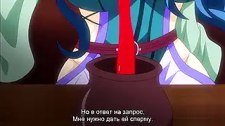 Околдовав парня, хентай ведьма прыгает на его член писькой